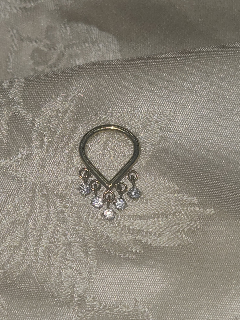 Gold Tone Nose Ring with Dangles